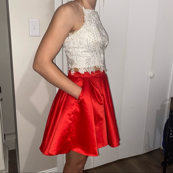 Dave & Johnny Formal 2-Piece Red & White Dress Sz 7/8 - Picture 1 of 16